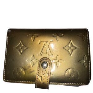 Louis Vuitton Vernis Olive Green Monogram Kiss-lock Wallet